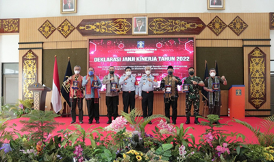 Deklarasi Janji Kinerja serta Penandatanganan Perjanjian Kinerja jajaran Kemenkumham Kalbar, Jumat (28/01/22). Foto : Reza