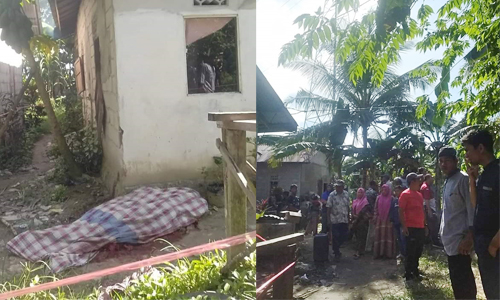 Tempat kejadian pembunuhan di Dusun Jirak, Desa Gayung Bersambut Kecamatan Selakau Kabupaten Sambas mendadak gempar. Seorang menantu laki-laki membunuh ibu mertua, Selasa (2/8/2022). 