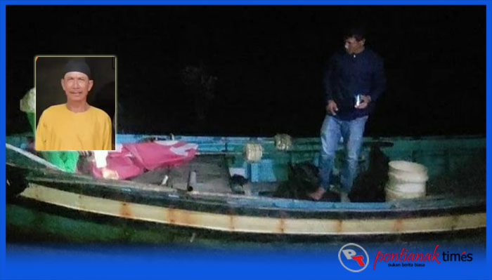Perahu milik Ahmad Husen yang ditemukan. (Inzet) Ahmad Husen