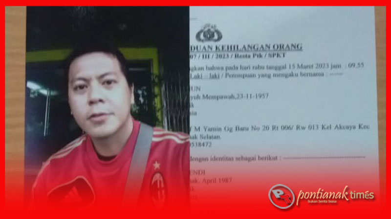 Foto Meifendi saat dilaporkan hilang ke Kantor Kepolisian. Jenazahnya sudah dibawa ke rumah duka di Jalan M Yamin Pontianak