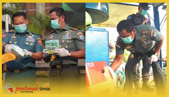 Pangdam XII/Tanjungpura Mayjen TNI Iwan Setiawan memusnahkan BB Narkoba hasil operasi perbatasan, Selasa (3/10/2023)