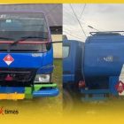 Barang bukti mobil tangki yang memasok BBM jenis solar ilegal ke PKS PT SEC. 