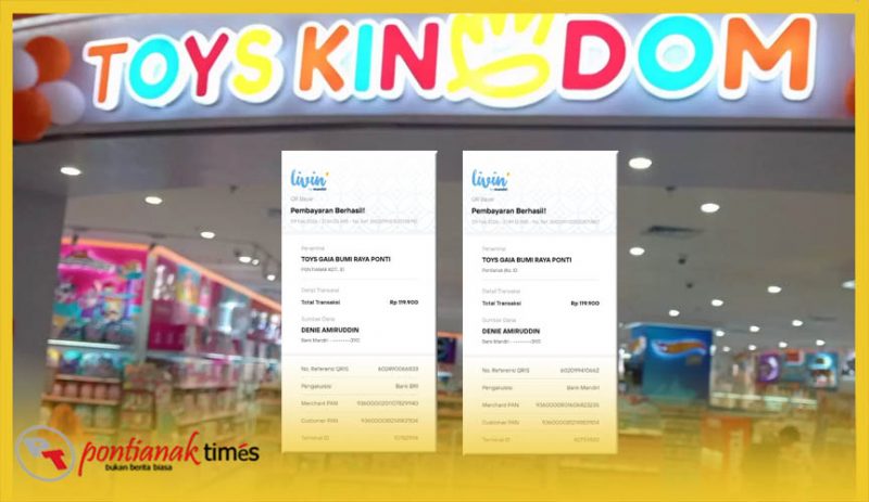 Toys Kingdom Gaia Mall dan bukti pembayaran QRIS.