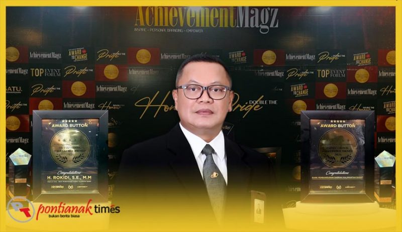 Direktur Utama Bank Kalbar, Rokidi SE MM meraih Outstanding Excellence Award 2026. 