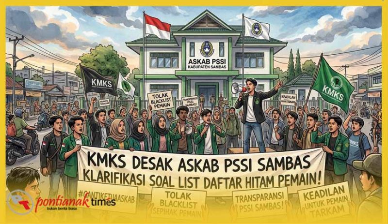 Foto ilustrasi desakan Komite Mahasiswa Kabupate Sambas (AMKS) terhadap beredarnya daftar blacklist status enam pemain sepak bola lokal.