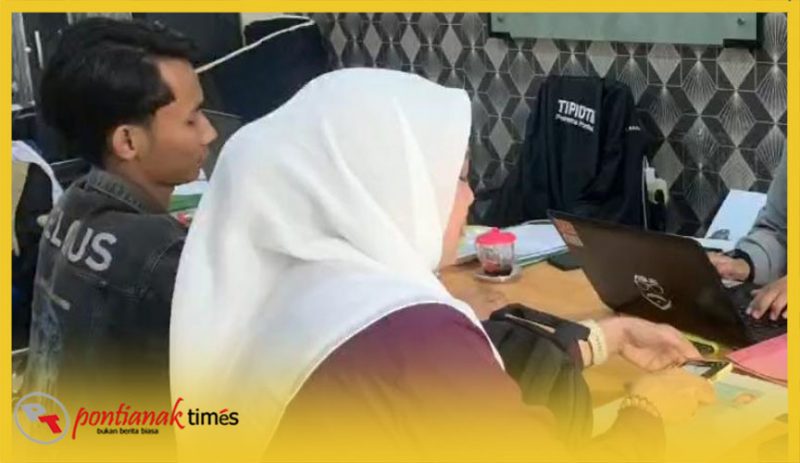 Iqbal Ketua BEM Polnep memenuhi panggilan untuk klarifikasi di Satreskrim Polresta Pontianak.