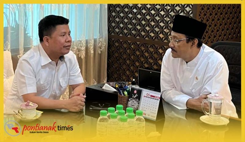 Bupati Sambas, H. Satono membahas khusus pembagunan Sekolah Rakyat bersama Menteri Sosial, H Saifullah Yusuf (Gus Ipul).