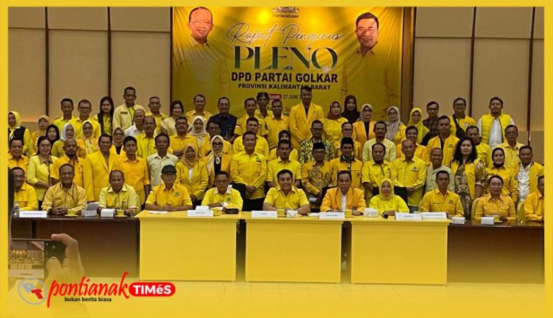Pengurus baru DPD Golkar Kalbar Periode 2025-2030 usai Rapat Pleo, Sabtu (27/6/2026) 