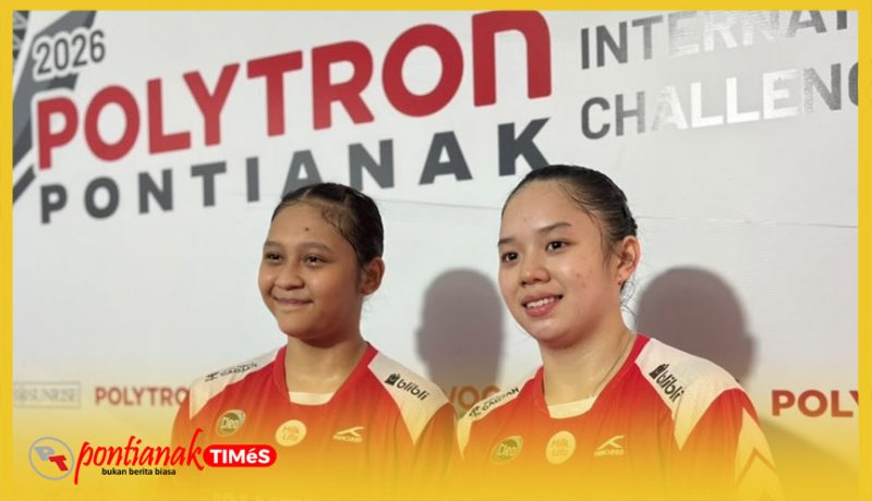 Pemain bulutangkis ganda putri Indonesia, Rachel Machalul Cahya Ayu/Vica Velicia yag melaju ke 16 Besar Polytron Pontianak Indonesia Challenge 2026.