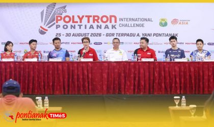 Jumpa pers jelang event Polytron Pontianak International Challenge (PPIC) 2026 25–30 Agustus 2026 di GOR Terpadu Ahmad Yani, Pontianak, Kalimantan Barat.