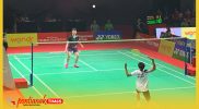 Nataka Alif saat menumbangkan wakil Amerika Serikat, Growly Gunawan, Selasa (25/8/2026) dalam event Polytron Pontianak International Challenge 2026 di GOR Terpadu Pontianak.