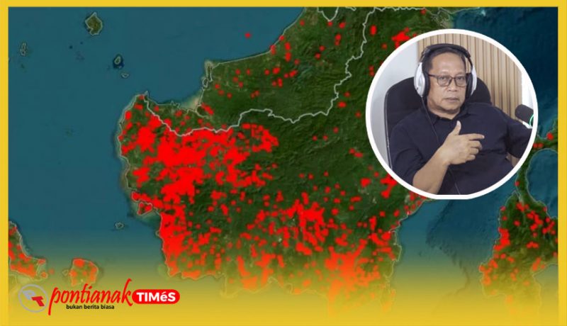 Sebaran titik api di Kalbar yang terpantau satelit. Inzet: Hermayani, Ketua Majelis Lingkungan Hidup Pimpinan Wilayah Muhammadiyah Kalimantan Barat.