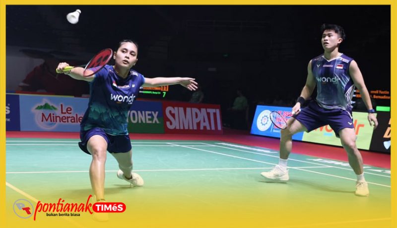 Verrell Yustin Mulia dan Bernadine Anindya Wardana, saat menghadapi duet pebulutangkis Chinese Taipei, Ming Che Lu/Chou Yu An, Kamis (27/8/2026).