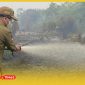 Bupati Sambas H. Satono turut memantau dan memadamkan kebakaran hutan dan lahan (Karhutla) di Desa Tri Mandayan, Kecamatan Teluk Keramat.