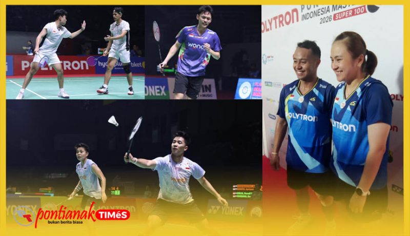 Kolase foto wakil pebulutangkis Indonesia yang lolos ke babak semifinal Polytron Pontianak Indonesia Masters 2026.